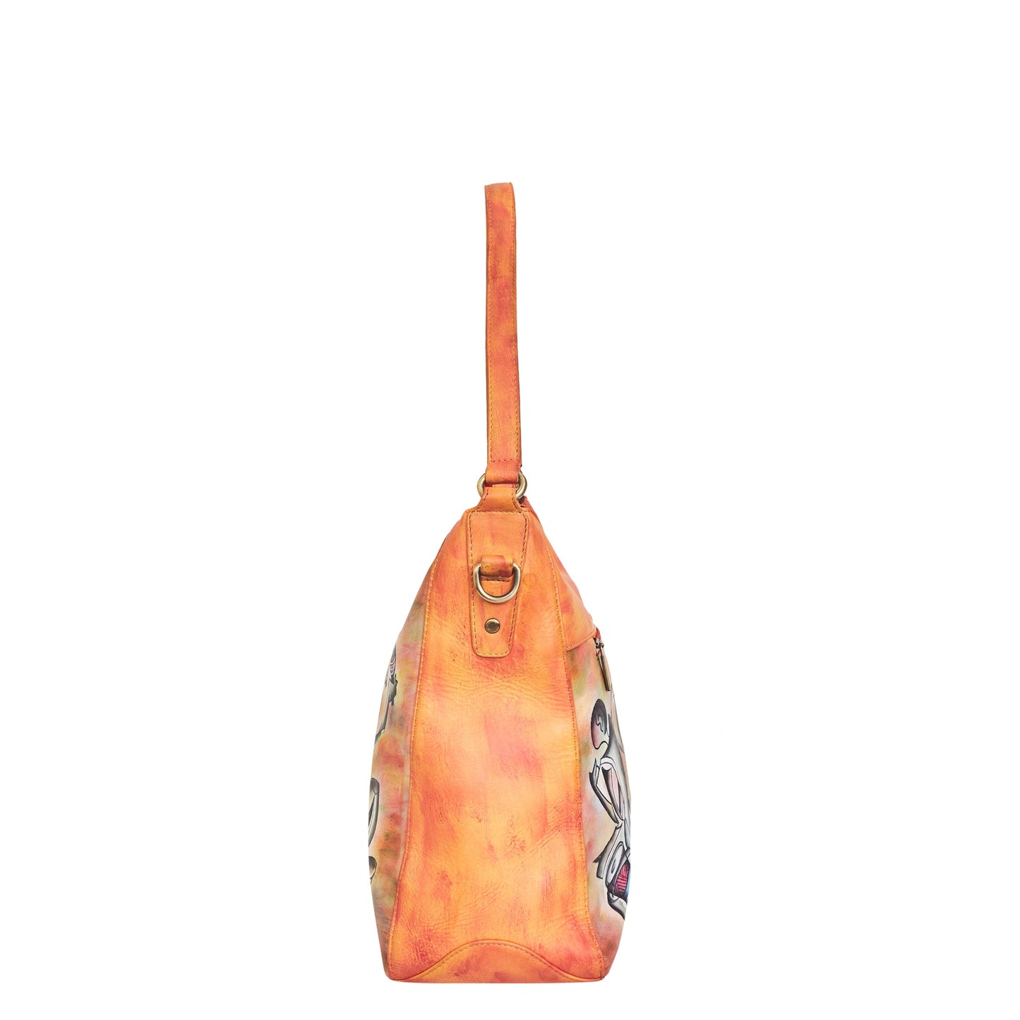 Vibrant Dance Art Hand-Painted Leather Carry-All Satchel Crossbody & Shoulder Bag