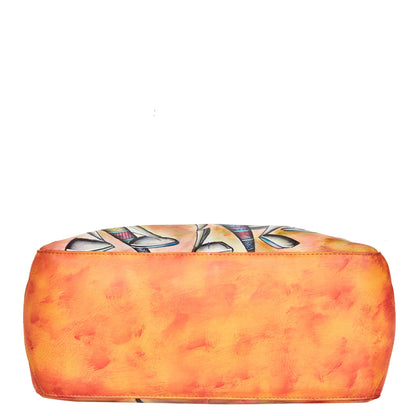 Vibrant Dance Art Hand-Painted Leather Carry-All Satchel Crossbody & Shoulder Bag