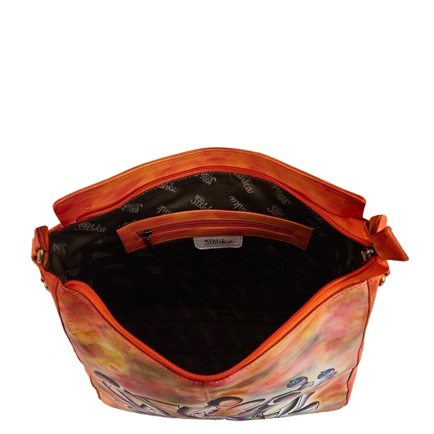 Vibrant Dance Art Hand-Painted Leather Carry-All Satchel Crossbody & Shoulder Bag
