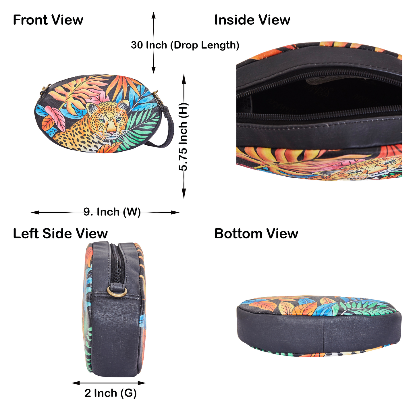 Hand-Painted Leopard Art Leather Fanny Pack – Adjustable Crossbody Waist Bag