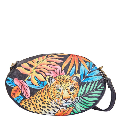 Hand-Painted Leopard Art Leather Fanny Pack – Adjustable Crossbody Waist Bag