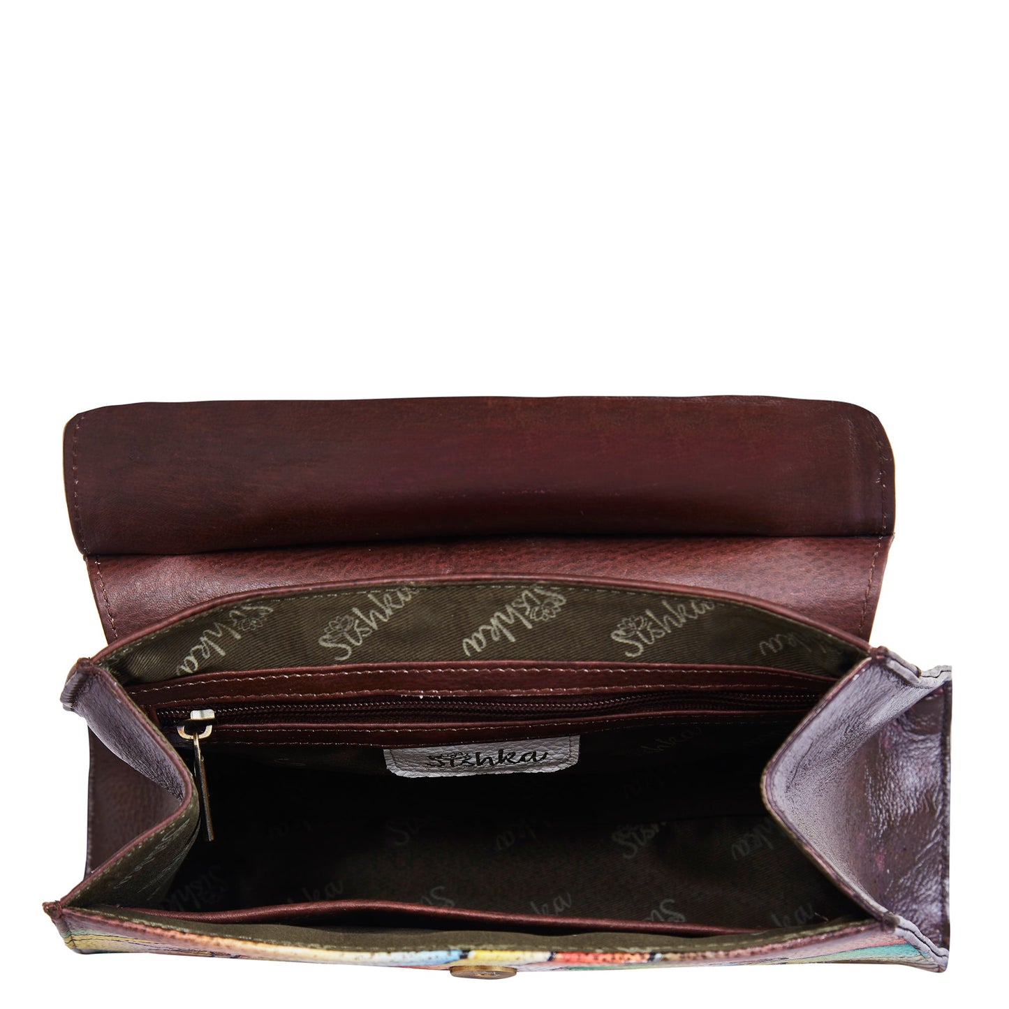 Hand-Painted Abstract leather Handbag – Multi-Color Artistic Shoulder Bag