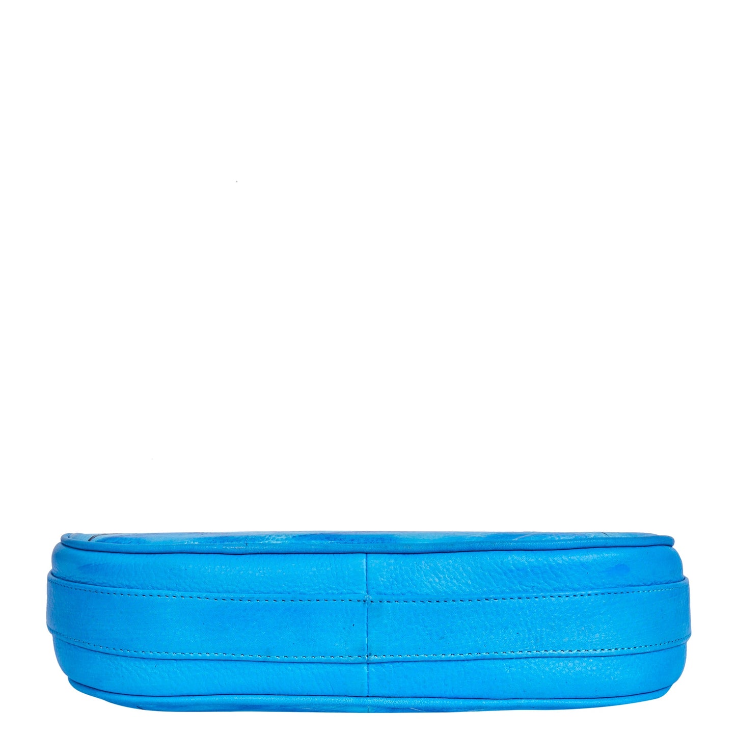 Shark-Themed Hand-Painted Ocean Blue Leather Hobo Bag