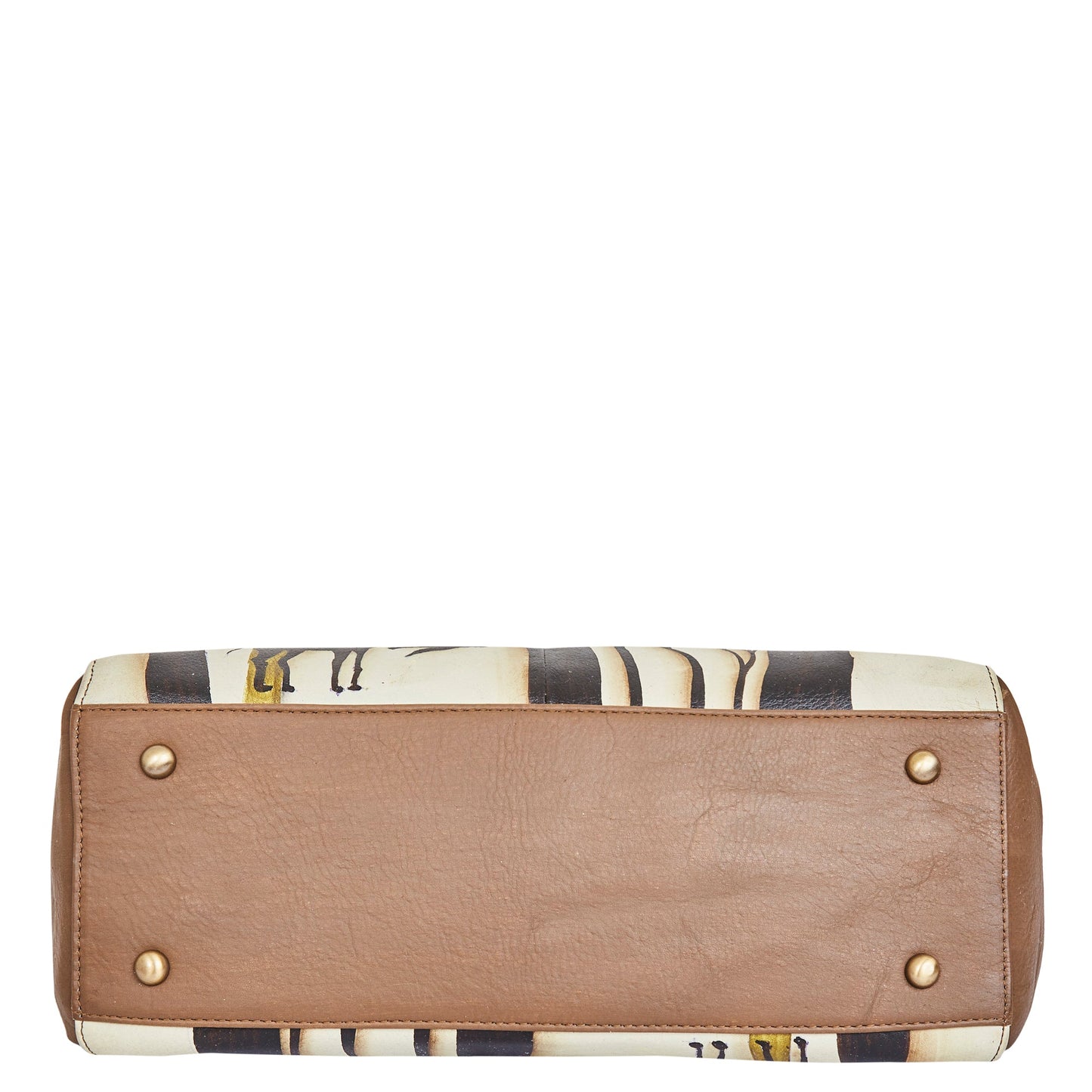 Hand-Painted Leather Satchel – Brown Shoulder Purse with Wild Art