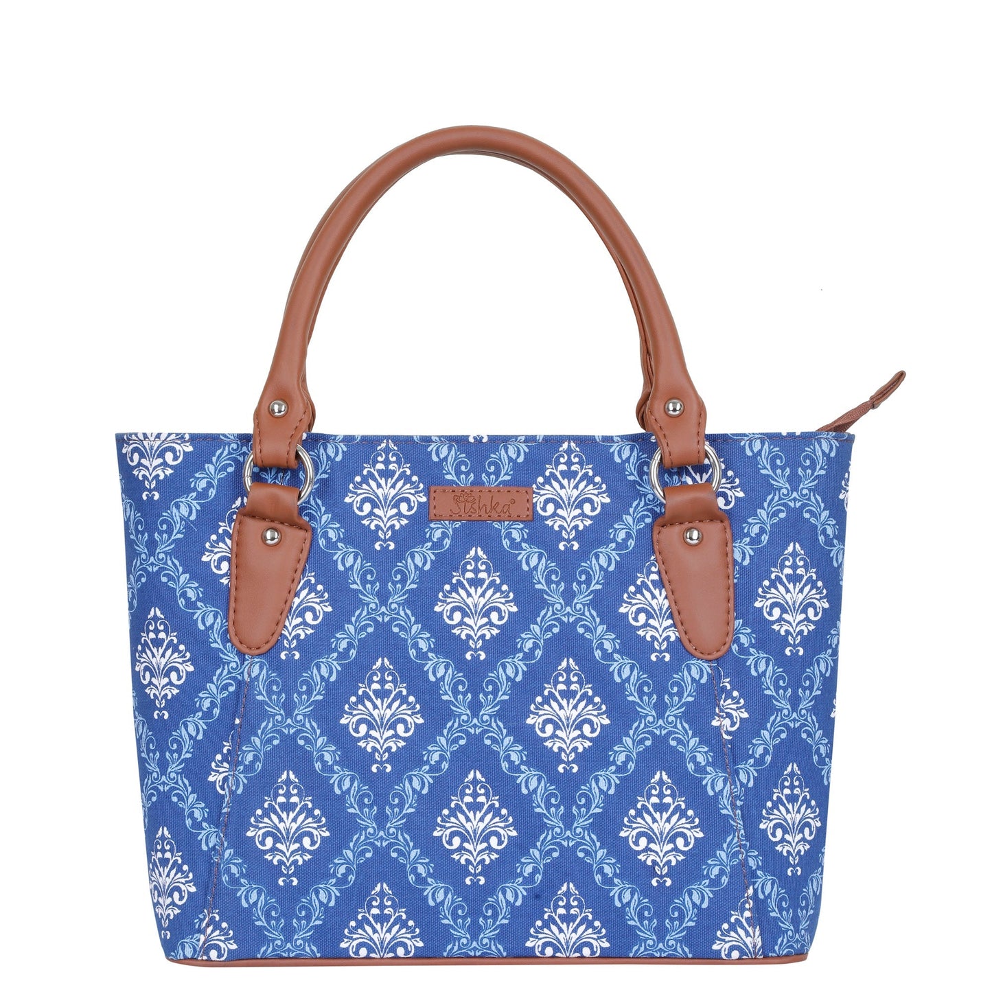 Women’s Blue Tote Bags with Vegan Leather Trim – Wholesale