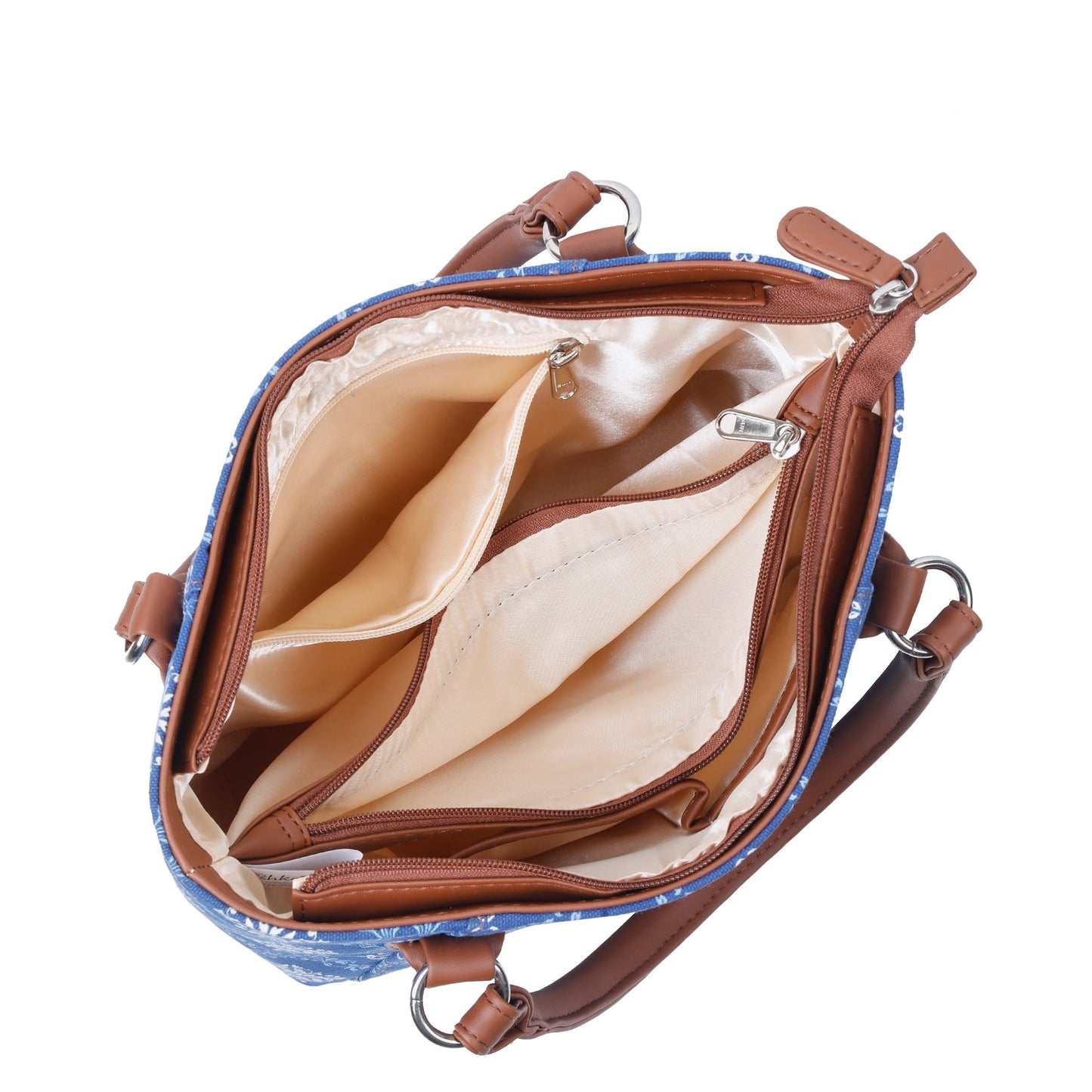 Women’s Blue Tote Bags with Vegan Leather Trim – Wholesale