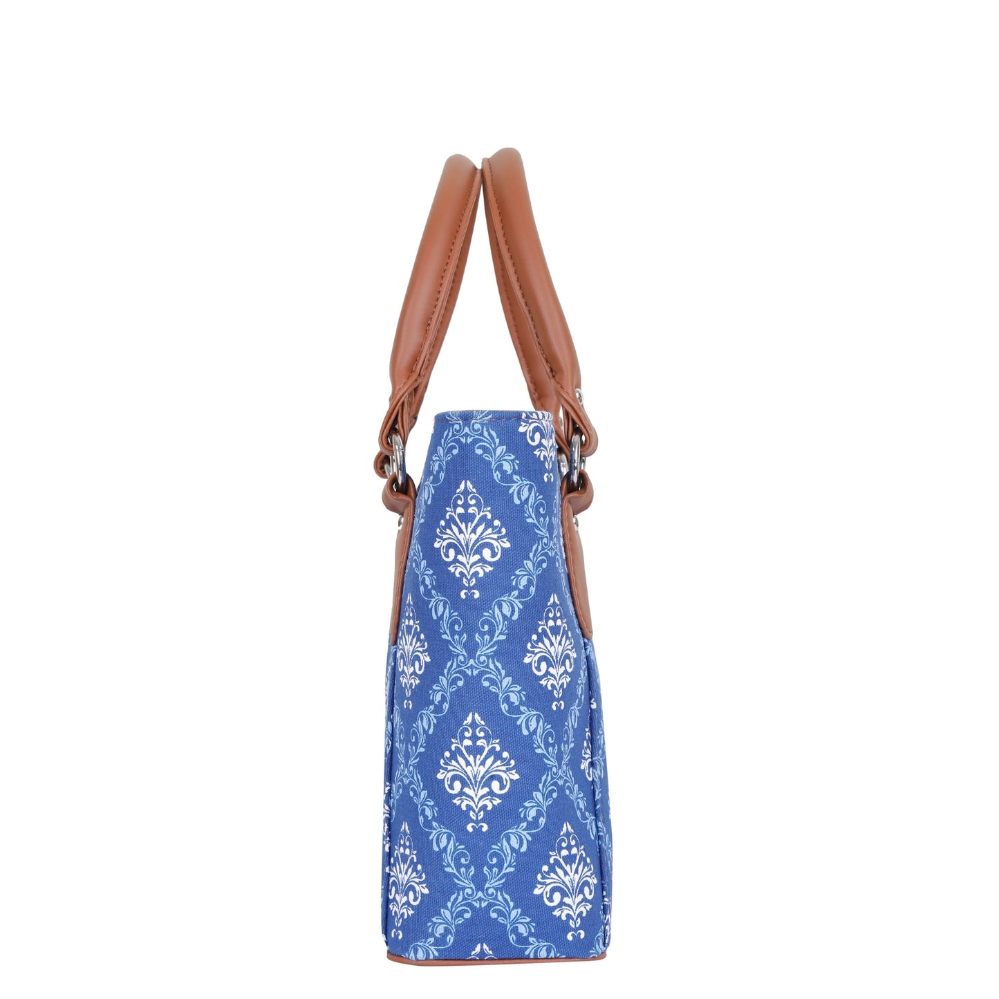 Women’s Blue Tote Bags with Vegan Leather Trim – Wholesale