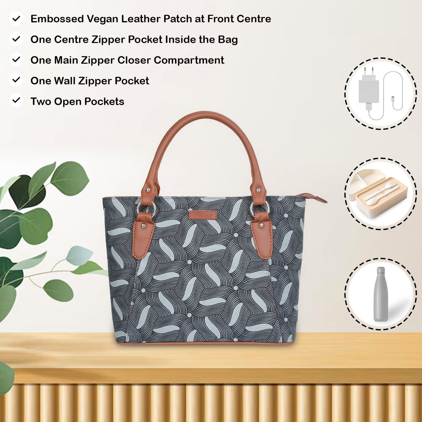 Women’s Olive Green Tote Bags with Vegan Leather Trim – Wholesale