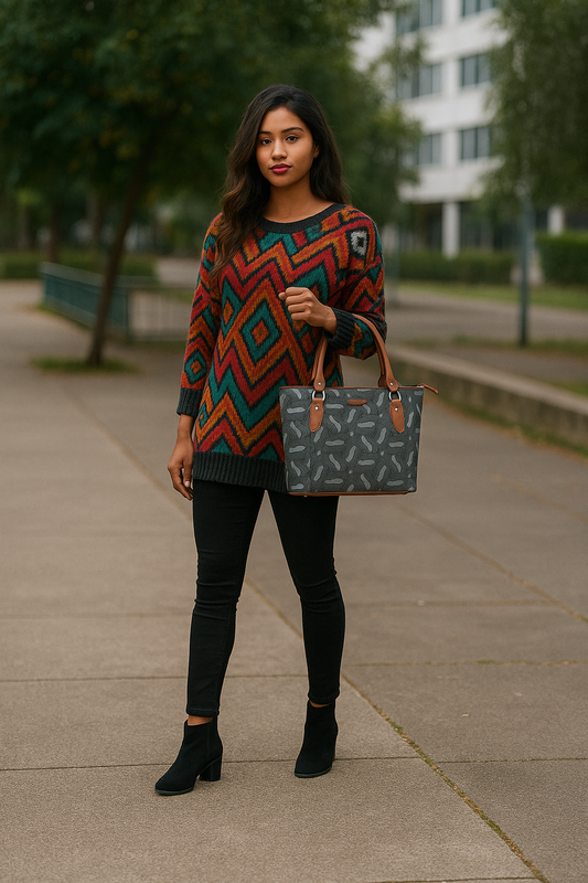 Olive Green Handcrafted Tote Bag – Women’s Shoulder Satchel Purse with Leather Handles