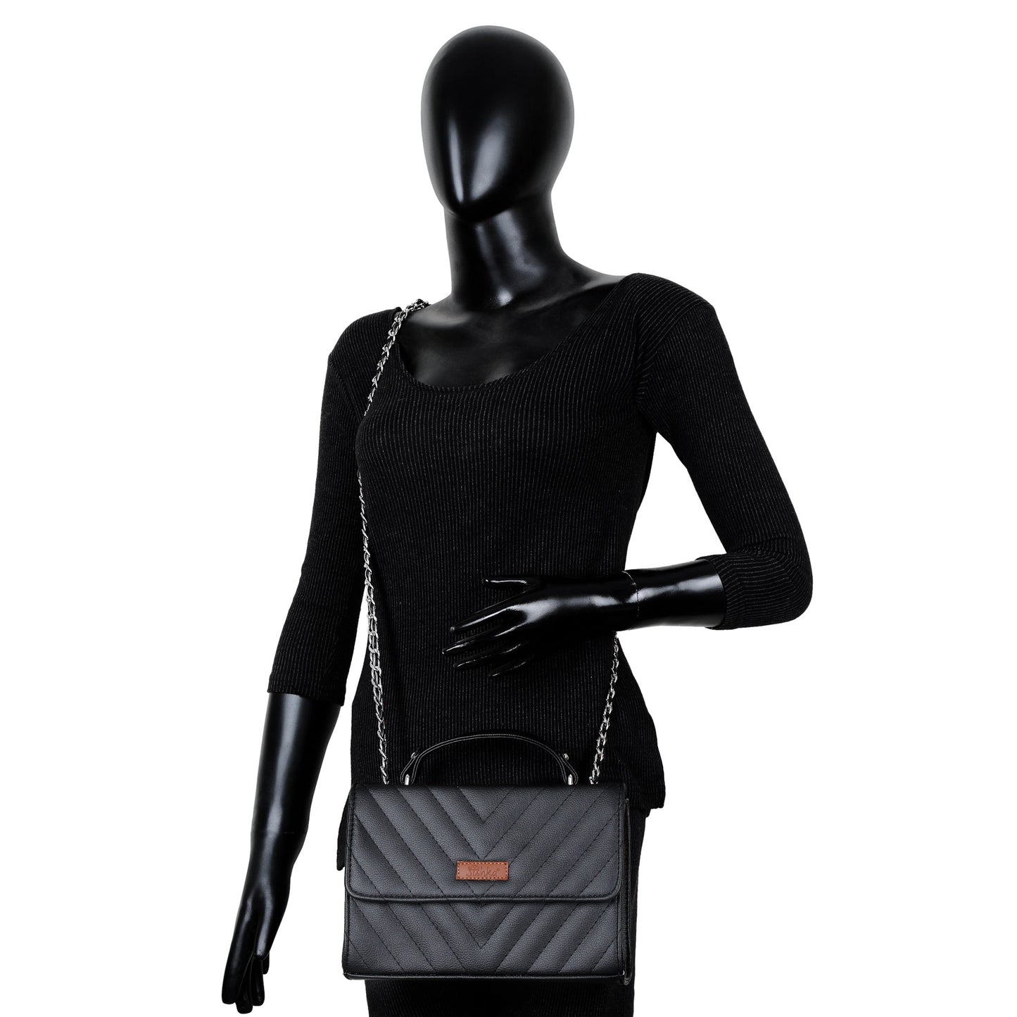 Wholesale Black Quilted Leather Sling Bag – Women’s Chain Strap Shoulder Purse
