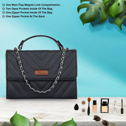 Wholesale Black Quilted Leather Sling Bag – Women’s Chain Strap Shoulder Purse