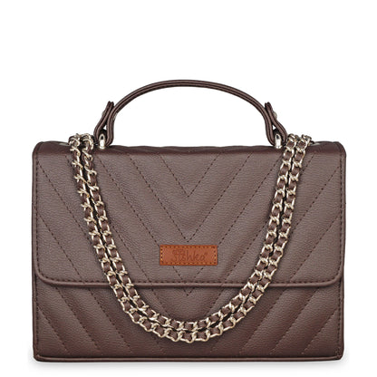 Brown Quilted Wholesale Shoulder Sling Bag – Elegant Women’s Handbag with Chain Strap