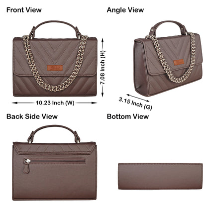Brown Quilted Wholesale Shoulder Sling Bag – Elegant Women’s Handbag with Chain Strap