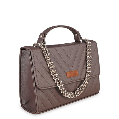 Brown Quilted Wholesale Shoulder Sling Bag – Elegant Women’s Handbag with Chain Strap