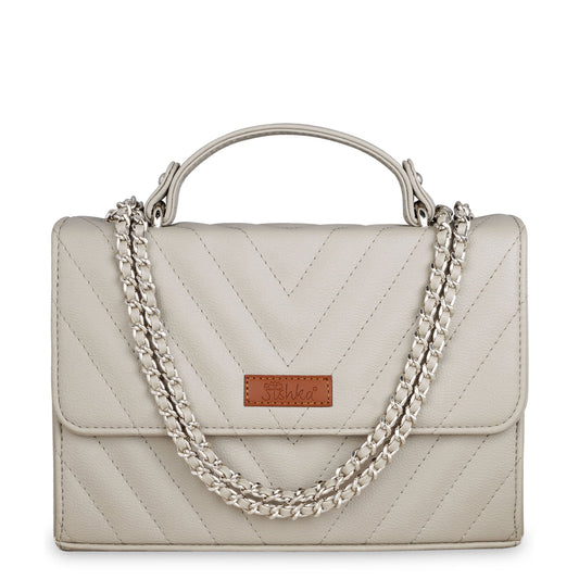 Grey Vegan Leather Crossbody Sling Bag – Women’s Shoulder Handbag with Zipper Pocket