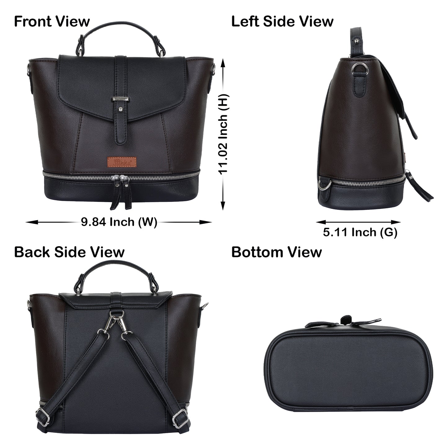 Brown Women’s Casual Backpack Purse – Leather Handbag & Shoulder Bag