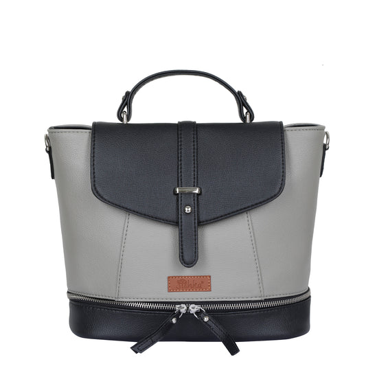 Grey Leather Backpack for Women – Multi-Use Purse, Shoulder Bag & Handbag for Work