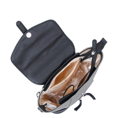 Grey Leather Backpack for Women – Multi-Use Purse, Shoulder Bag & Handbag for Work