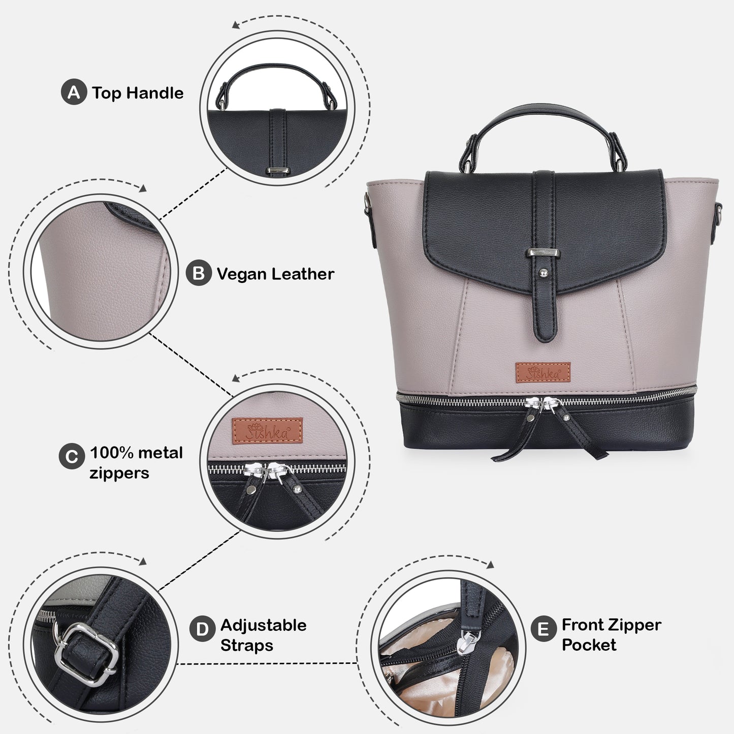 Mauve Women’s Fashion Backpack – Wholesale Vegan Leather Shoulder Purse for Office