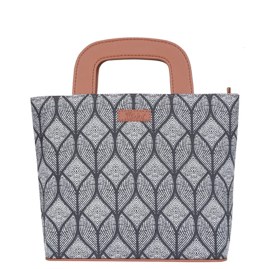 Monochrome Handcrafted Top Handle Handbag – Women’s Printed Satchel Tote for Work & Travel