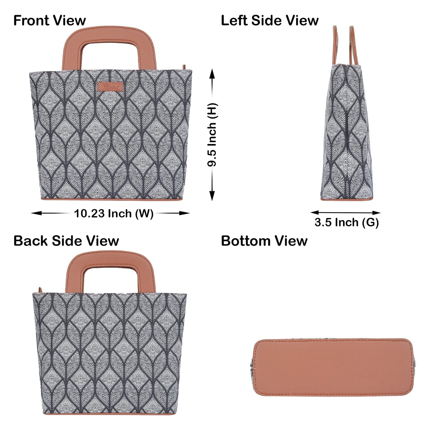 Women’s Monochrome Top Handle Tote Bags with Vegan Leather Trim – Wholesale
