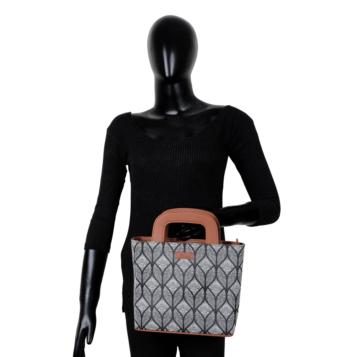Women’s Monochrome Top Handle Tote Bags with Vegan Leather Trim – Wholesale