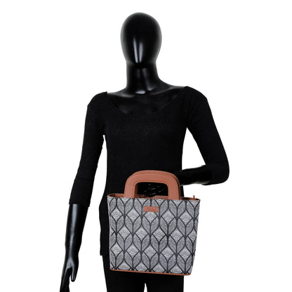 Women’s Monochrome Top Handle Tote Bags with Vegan Leather Trim – Wholesale