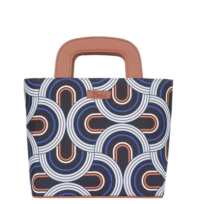 Abstract Printed Handbag – Handcrafted Women’s Top Handle Tote with Leather Trim