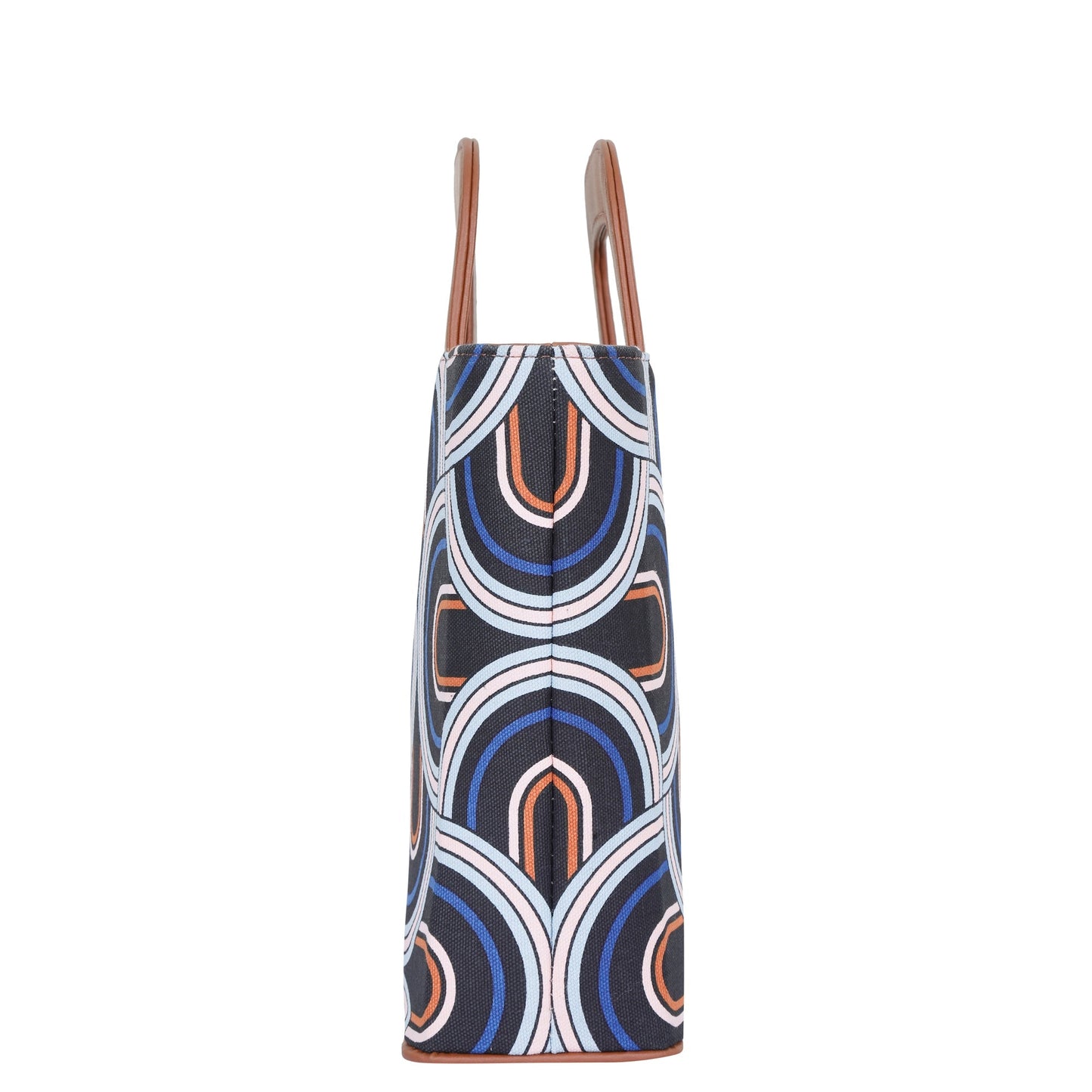 Abstract Printed Handbag – Handcrafted Women’s Top Handle Tote with Leather Trim