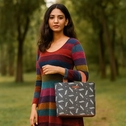 Olive Green Handcrafted Handbag – Women’s Top Handle Tote Satchel with Leather Trim