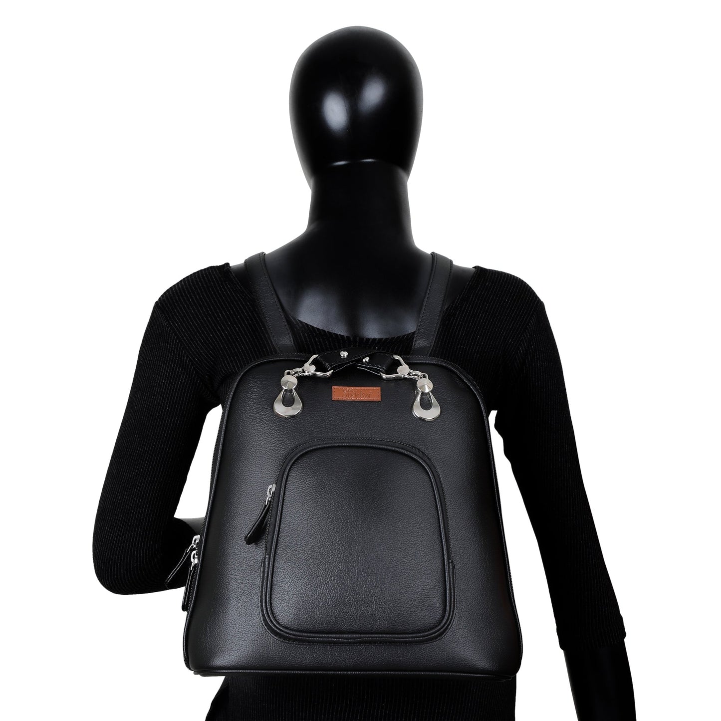 Black Vegan Leather Wholesale Backpack Purse for Women – Handbag & Shoulder Bag for Work