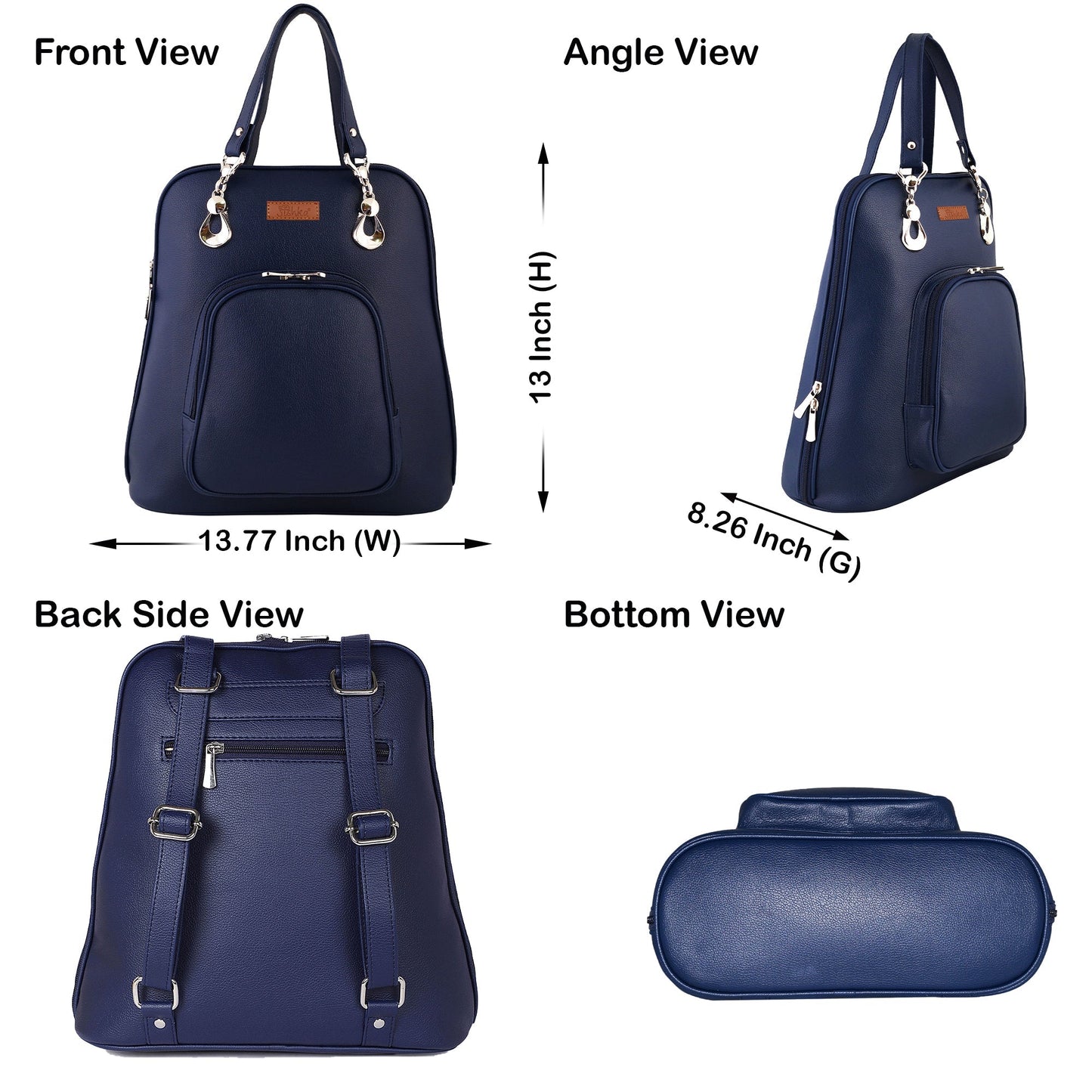 Blue Women’s Backpack Purse – Stylish Vegan Leather Shoulder Bag for Daily Use