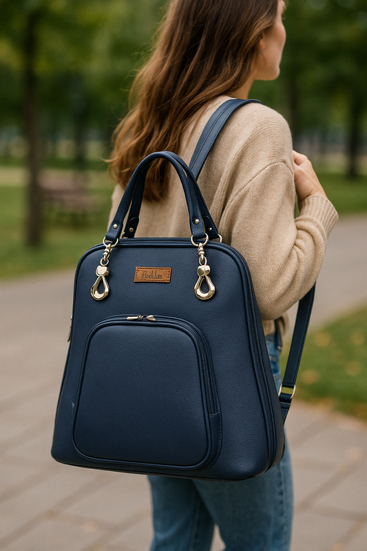 Blue Women’s Backpack Purse – Stylish Vegan Leather Shoulder Bag for Daily Use