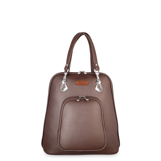 Brown Vegan Leather Backpack for Women – Elegant Shoulder Bag for Office