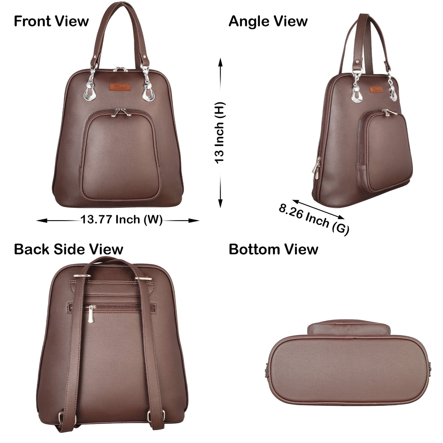 Brown Vegan Leather Backpack for Women – Elegant Shoulder Bag for Office