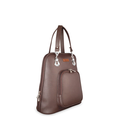 Brown Vegan Leather Backpack for Women – Elegant Shoulder Bag for Office