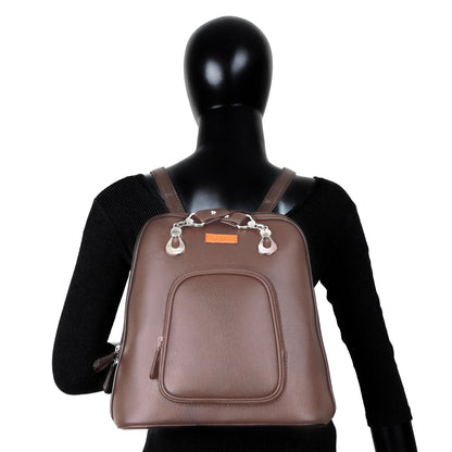 Brown Vegan Leather Backpack for Women – Elegant Shoulder Bag for Office