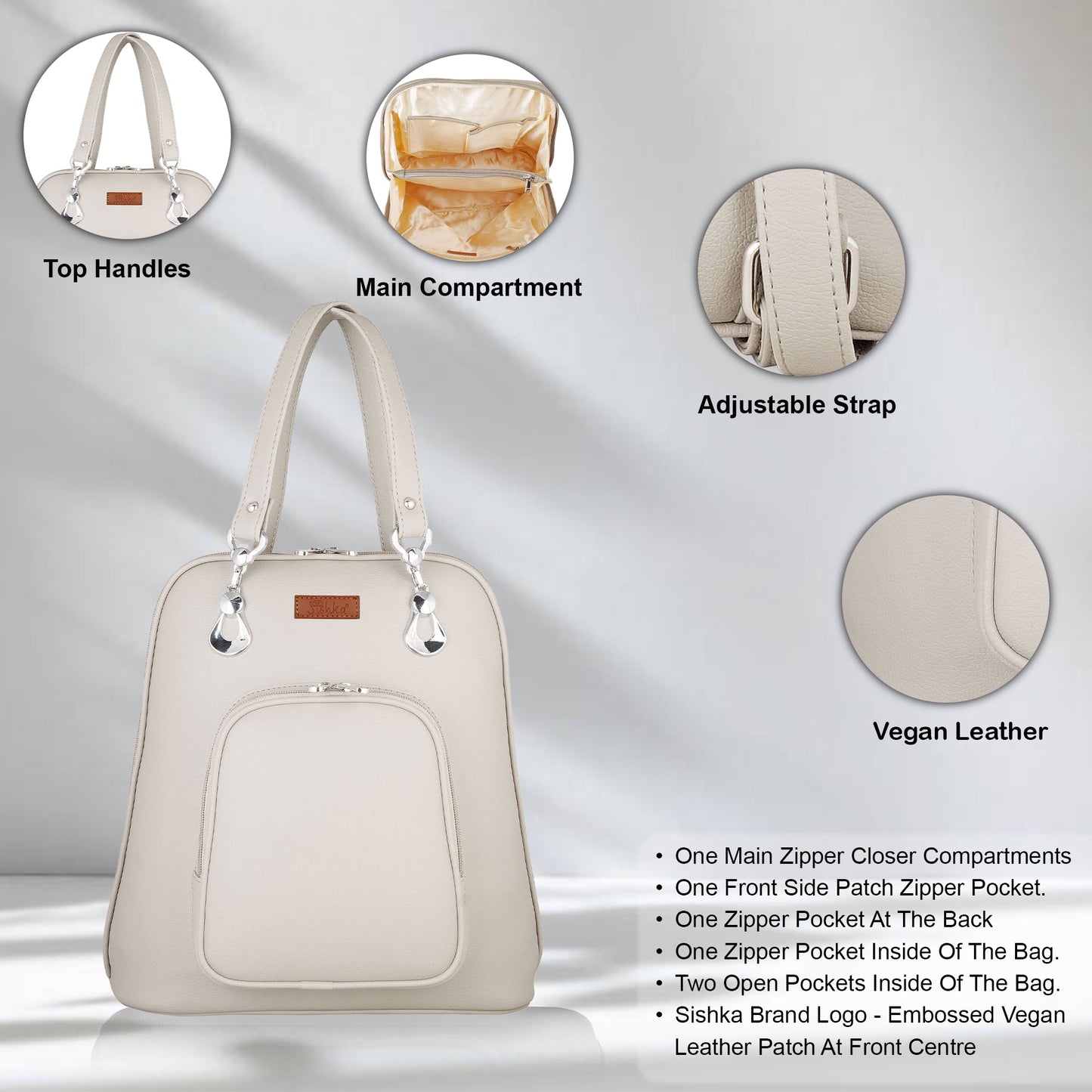 Grey Women’s Fashion Backpack – Versatile Faux Leather Bag with Adjustable Strap