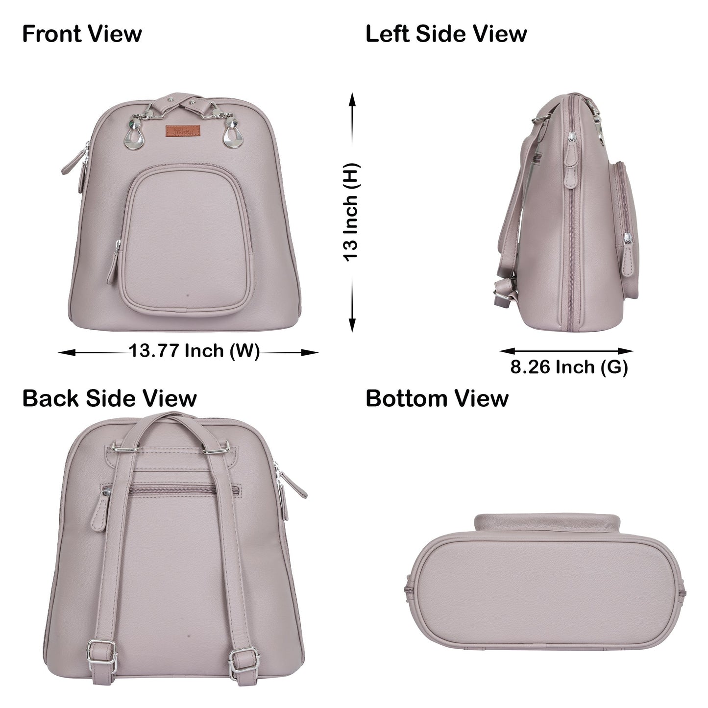 Mauve Vegan Leather Backpack for Women – Multipurpose Shoulder Bag for Work