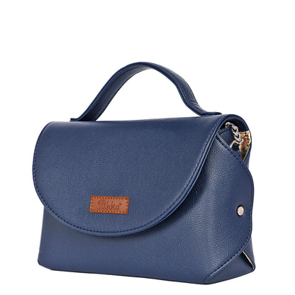 Blue Vegan Leather Crossbody Sling Bag – Women’s Chain Strap Shoulder Handbag