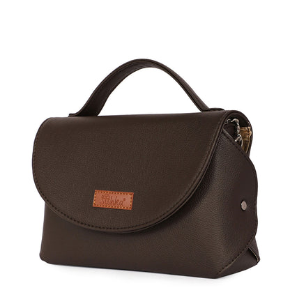 Brown Vegan Leather Crossbody Sling Bag – Women’s Chain Strap Shoulder Handbag