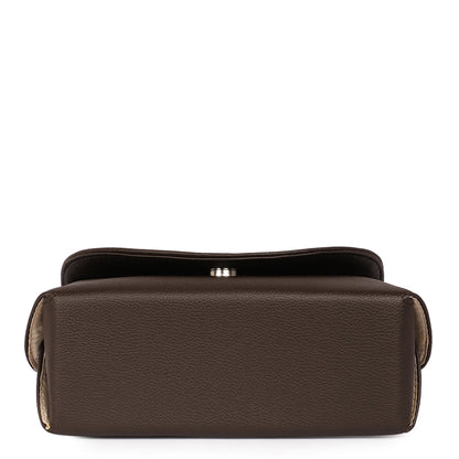 Brown Vegan Leather Crossbody Sling Bag – Women’s Chain Strap Shoulder Handbag