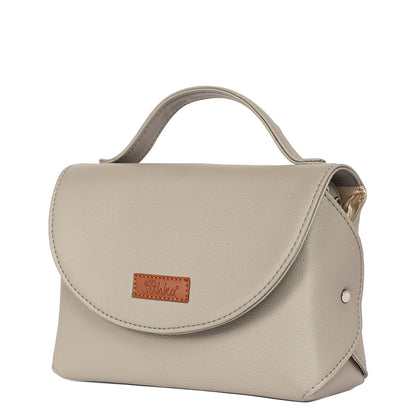 Grey Vegan Leather Crossbody Sling Bag – Women’s Chain Strap Shoulder Handbag