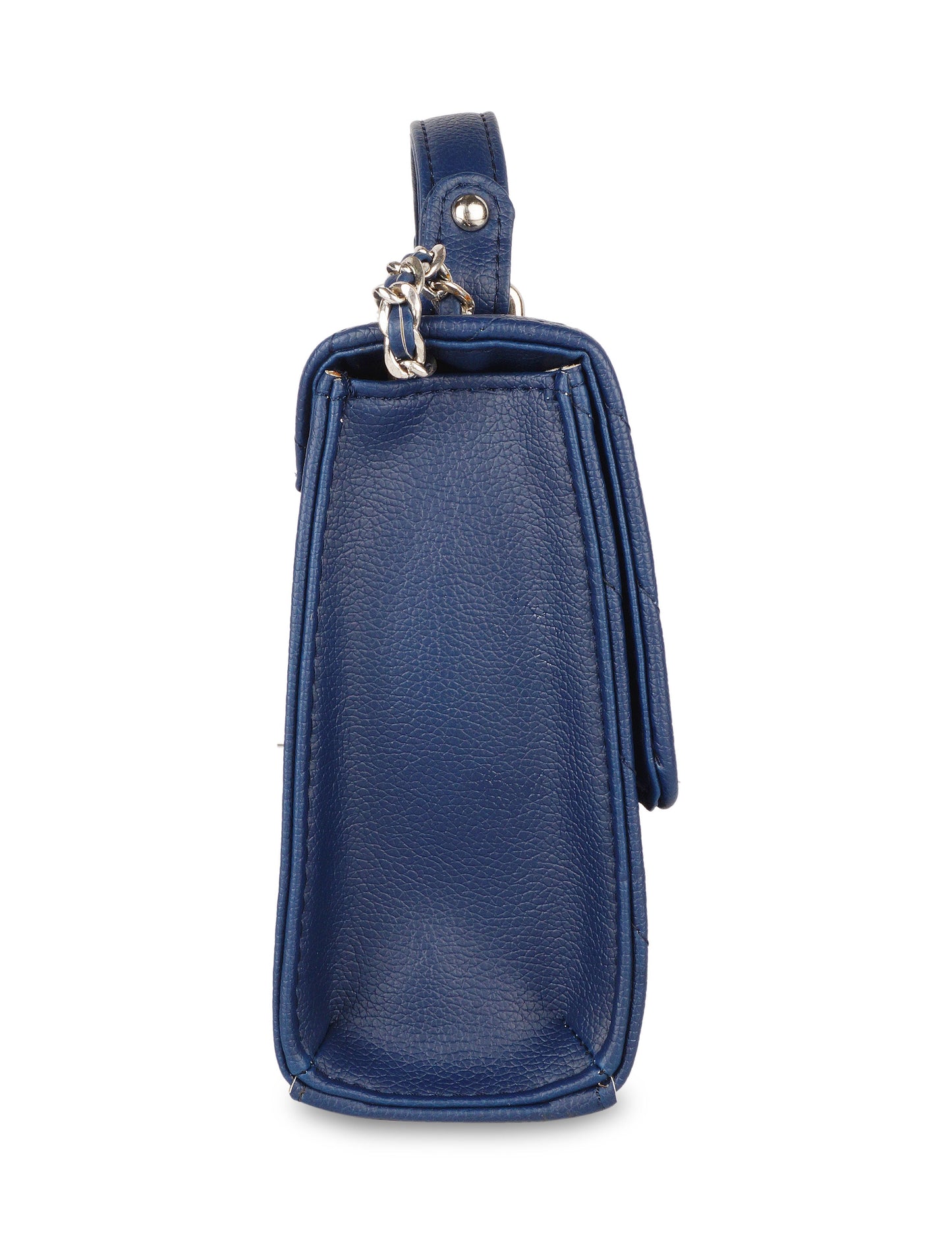 Blue Quilted Faux Leather Sling Bag – Women’s Chain Strap Shoulder Purse