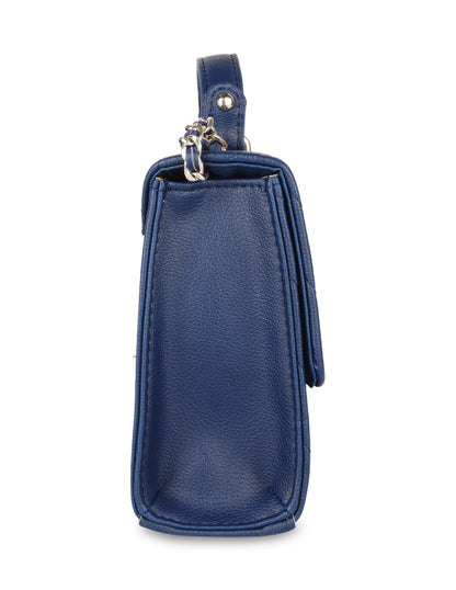 Blue Quilted Faux Leather Sling Bag – Women’s Chain Strap Shoulder Purse