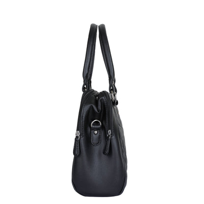 Black Vegan Leather Handbag – Women’s Top Handle Satchel with Shoulder Strap