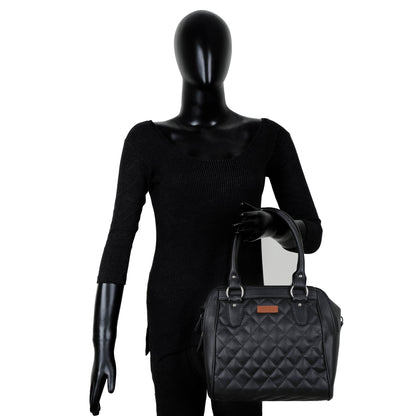 Black Vegan Leather Handbag – Women’s Top Handle Satchel with Shoulder Strap