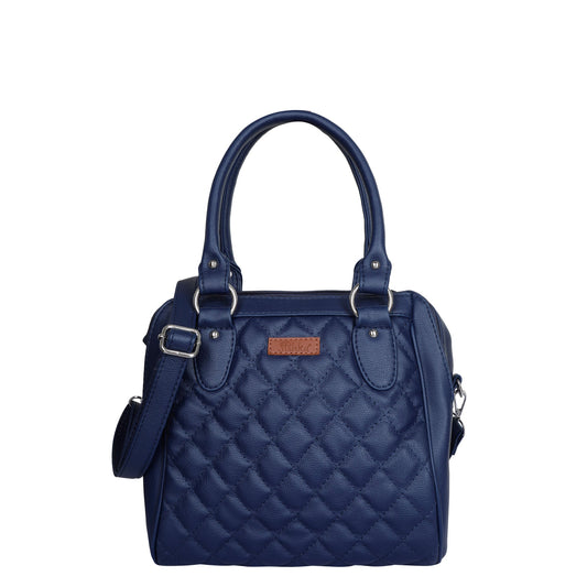 Blue Vegan Leather Handbag – Women’s Top Handle Satchel with Shoulder Strap