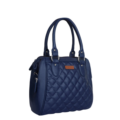 Blue Vegan Leather Handbag – Women’s Top Handle Satchel with Shoulder Strap