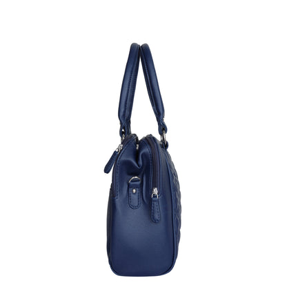 Blue Vegan Leather Handbag – Women’s Top Handle Satchel with Shoulder Strap